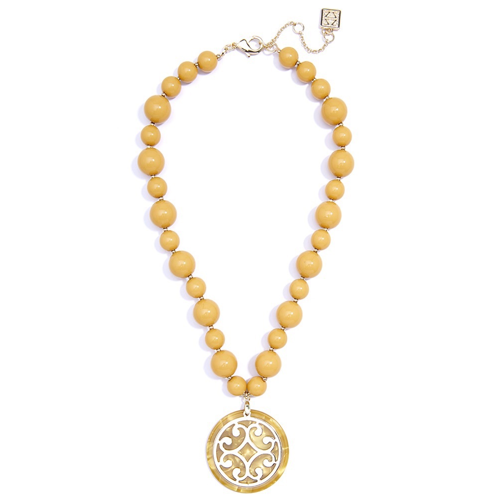 Chunky-Beaded Circle Scroll Statement Necklace
